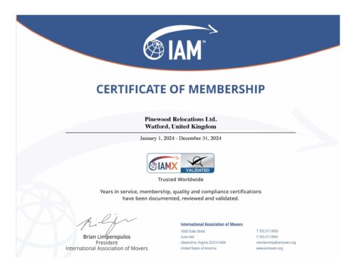 Exciting news! Pinewood Relocations Limited has joined the International Association of Movers for 2024